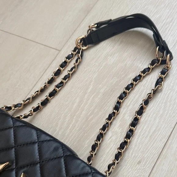 True Religion Black Quilted Shoulder Bag with Gold Accents - Picture 5 of 11